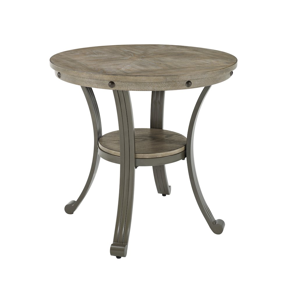 Franklin Metal and Wood Round Side Table Pewter. Picture 5