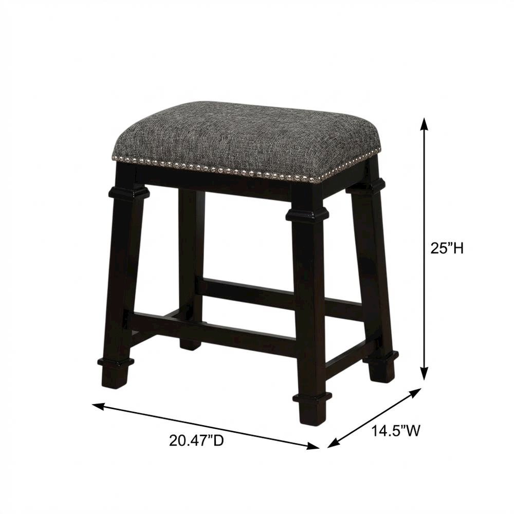 Black and White Tweed Backless Counter Stool with Wood Frame and Foam Seat. Picture 4