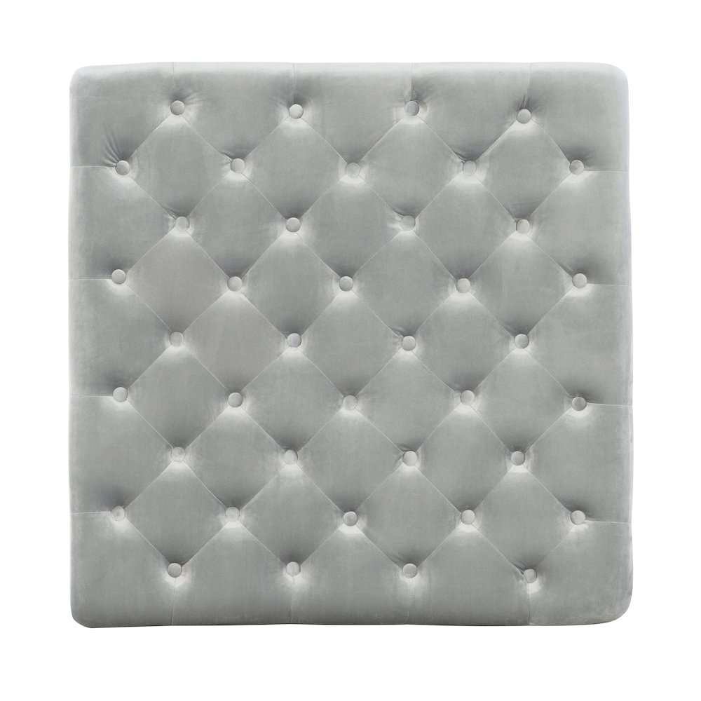 Isabelle Gray Velvet Square Tufted Ottoman. Picture 5