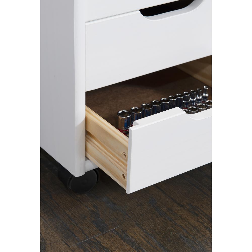 Cary Six Drawer Rolling Storage Cart, White Wash. Picture 15