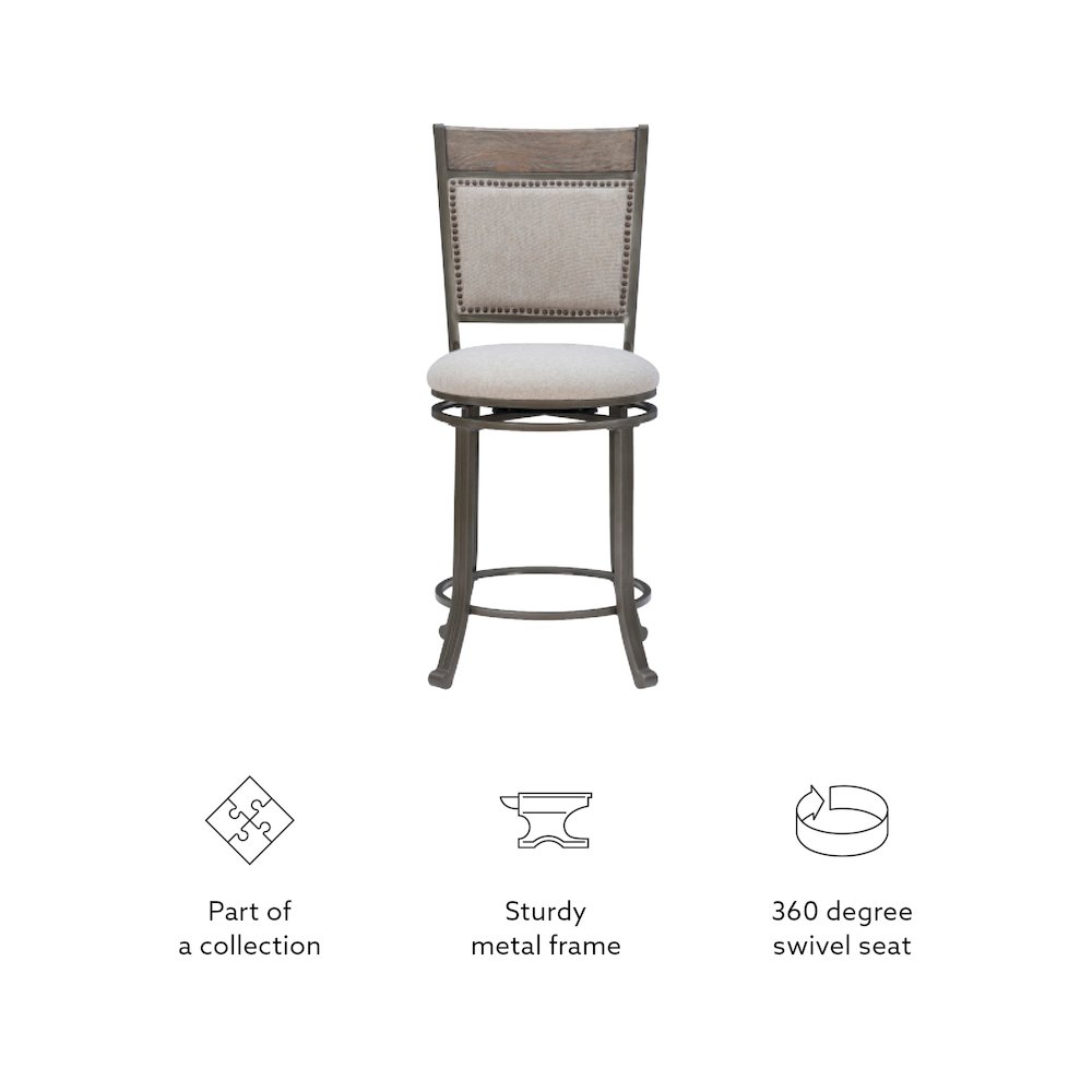 Franklin Swivel Counter Stool, Pewter. Picture 13