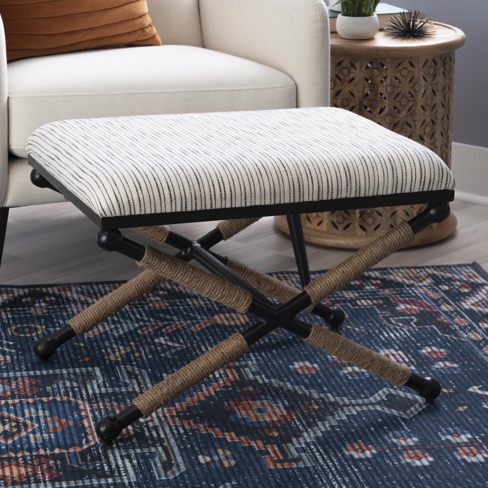 Ashburn Campaign Accent Stool Striped. Picture 11
