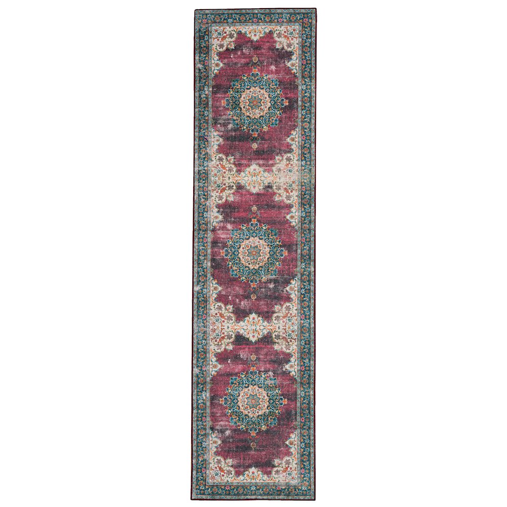 Washable Bryant Ivory/Burgundy 2x8, Rug. Picture 1