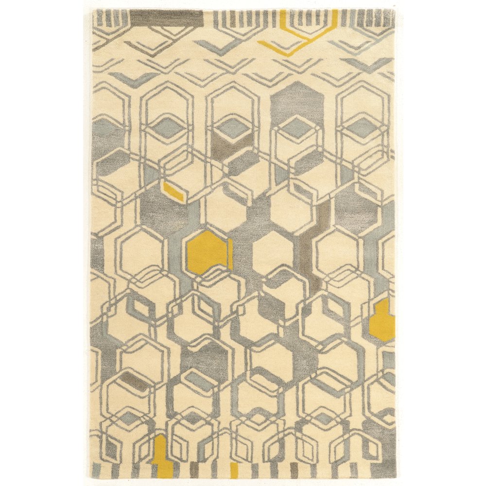 Aspire Wool Geo Ivory & Grey 8x11, Rug. Picture 1