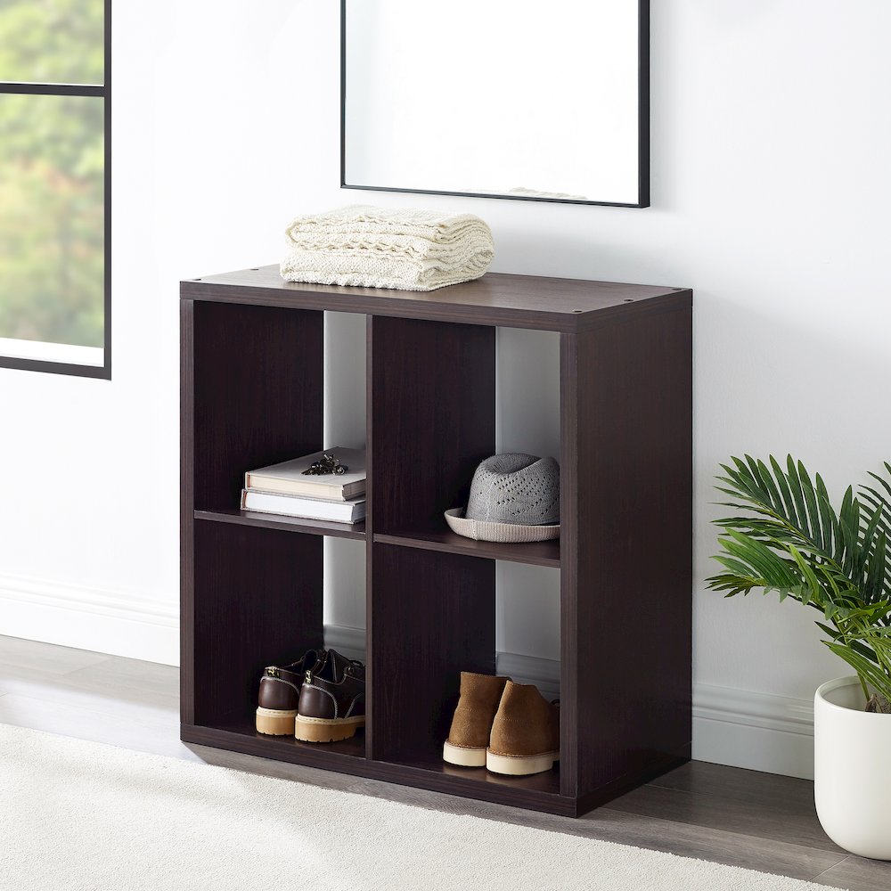 Galli 4 Cubby Storage Cabinet Espresso. Picture 4
