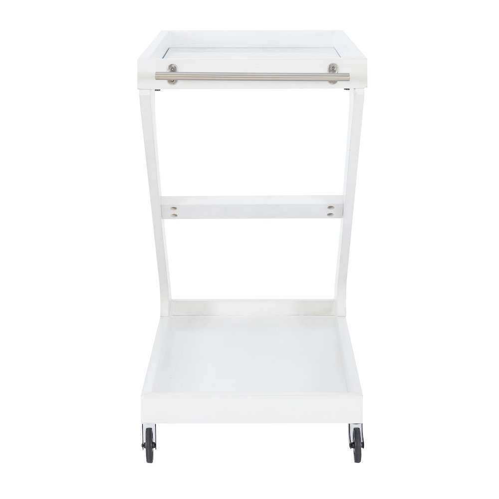 Marlon Wood Rolling Bar Cart Antique White. Picture 4