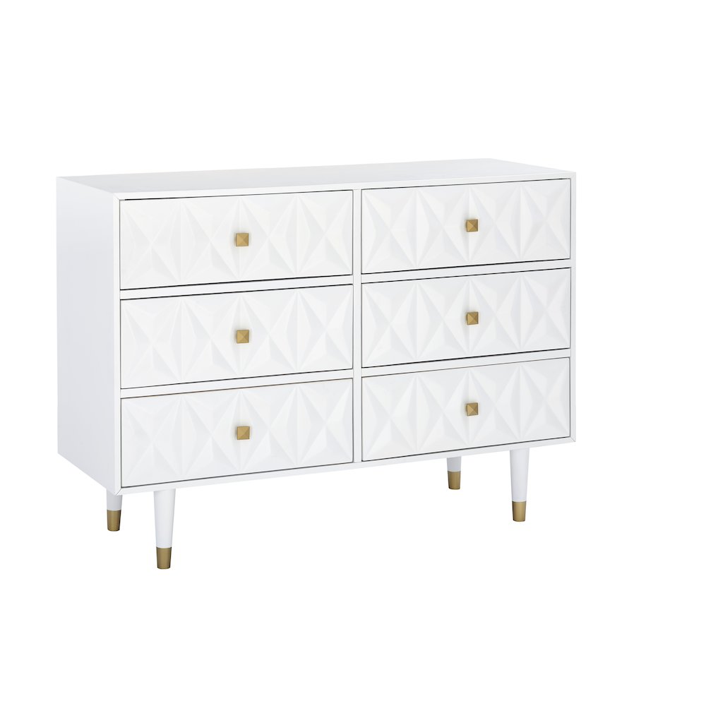 Six Drawer Geo Texture Dresser White. Picture 8