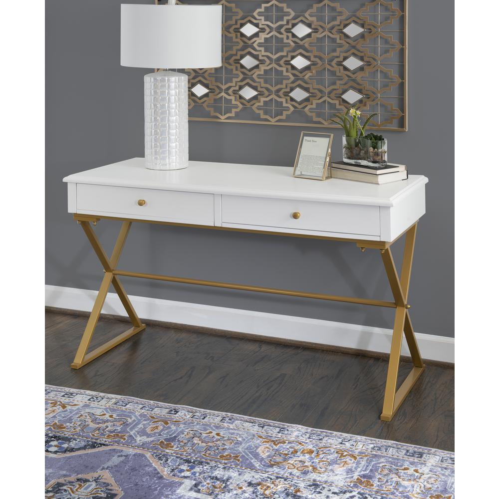 Two-Drawer Campaign Desk, White. Picture 10