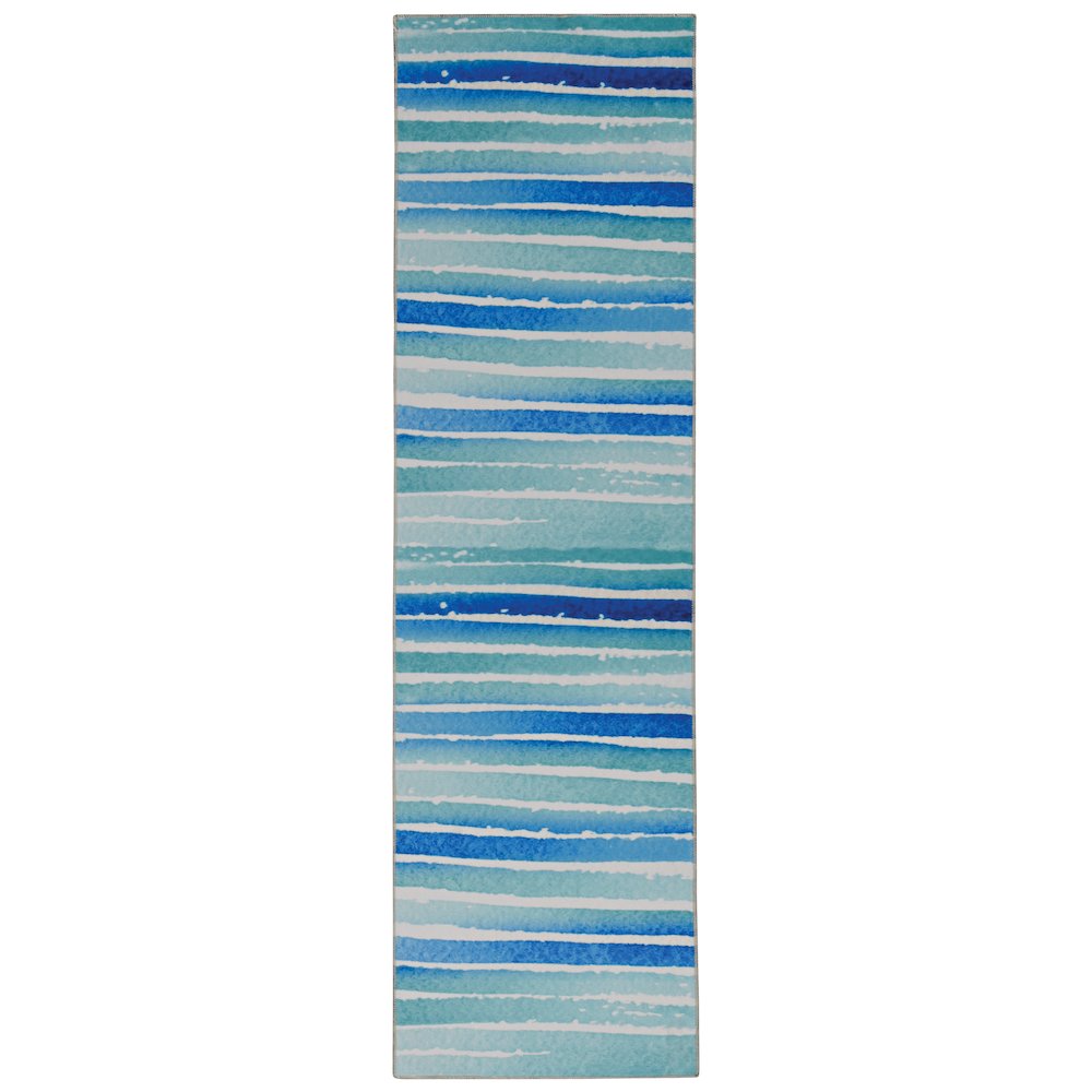 Washable Janna Ivory/Blue 2x8, Rug. Picture 1