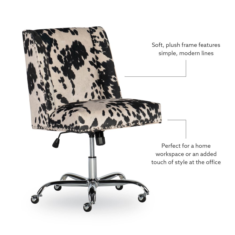 Draper Office Chair, Black And White Cow Print. Picture 13