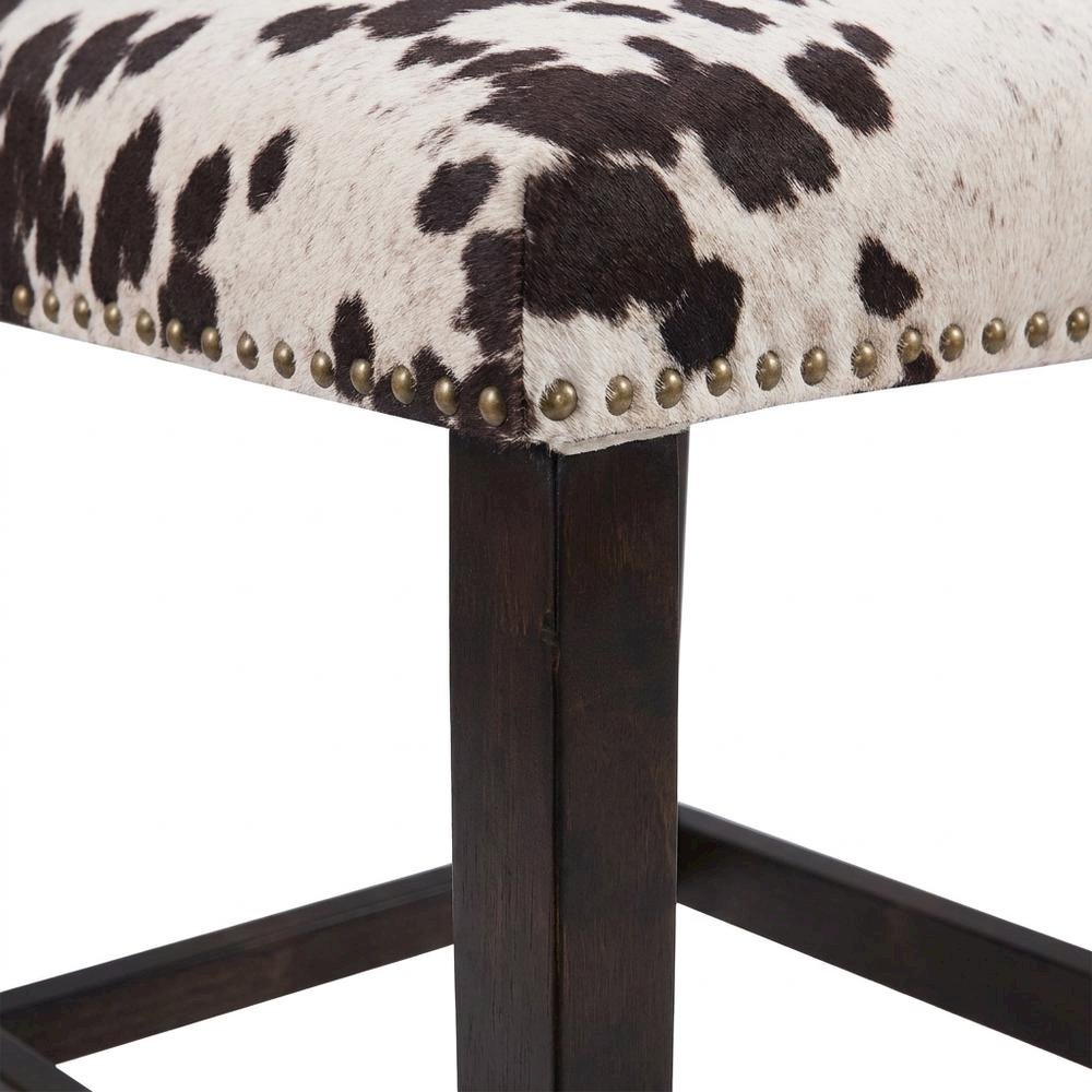 Brown Counter Stool with Microfiber Seat and Durable Hardwood Frame. Picture 4