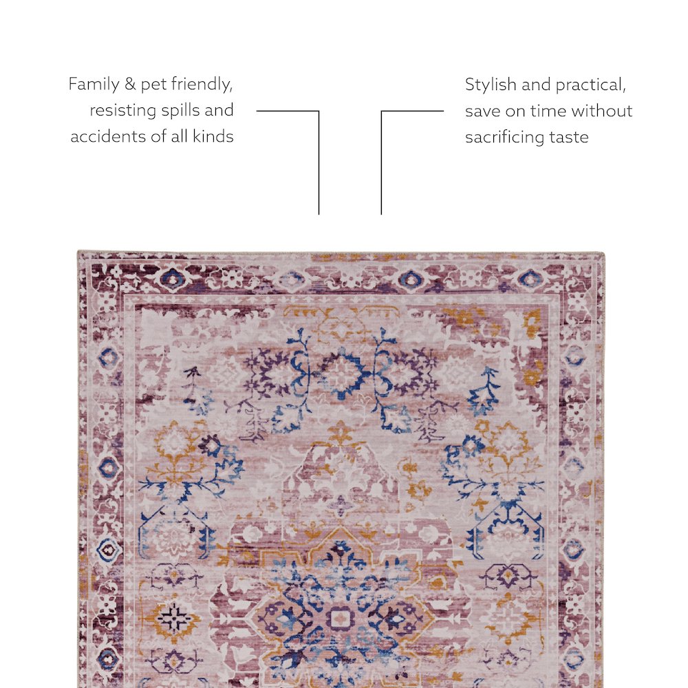 Washable Micah Pink/Gold 2x8, Rug. Picture 3