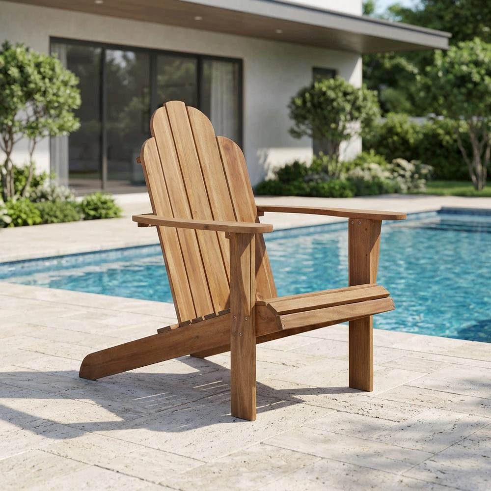Acorn Adirondack Chair In Brown Solid Wood With Comfortable Design. Picture 3