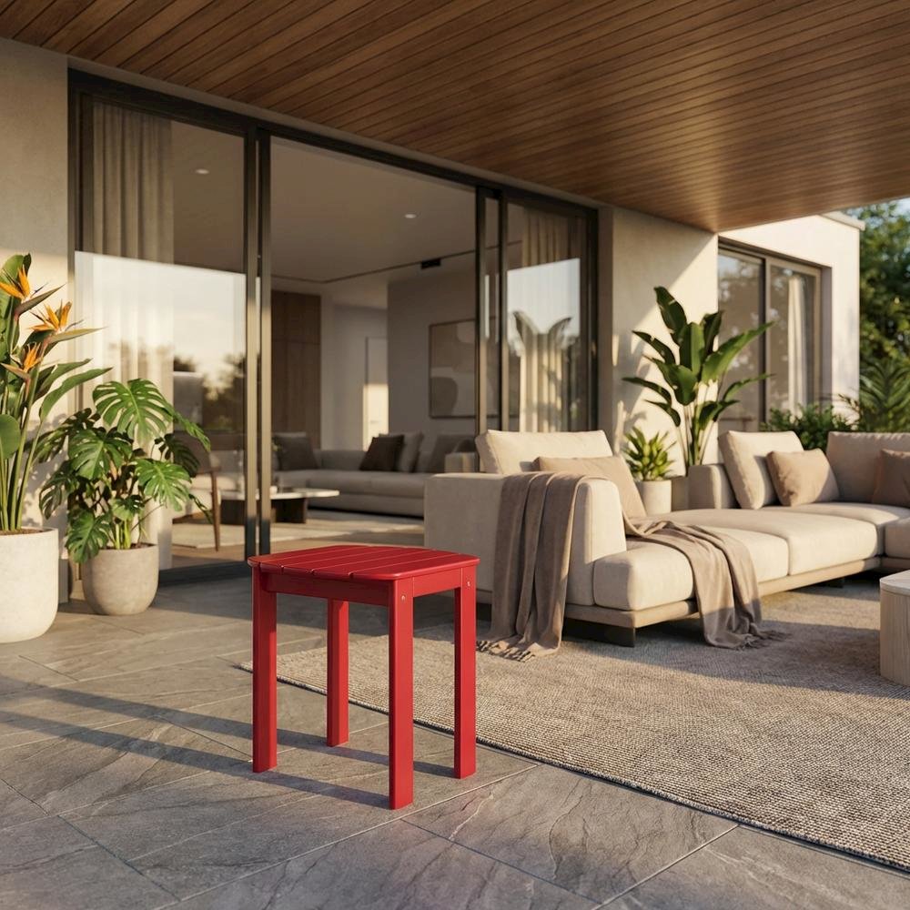 Red Outdoor Coffee Table With Solid Wood And Acacia Finish. Picture 2