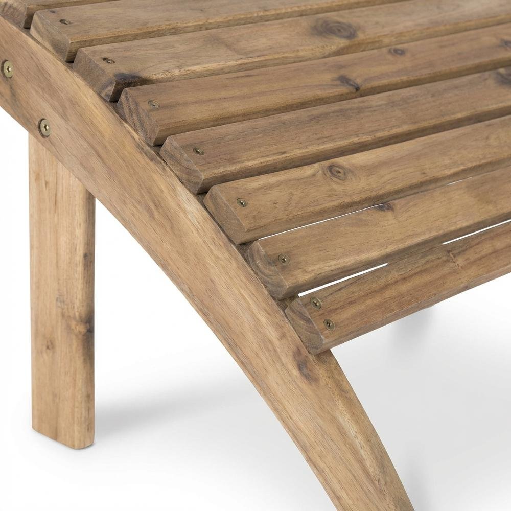 Brown Acorn Outdoor Ottoman With Solid Wood And Acacia Material. Picture 6