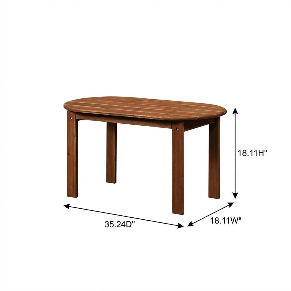 Brown Acacia Wood Outdoor Coffee Table With Solid Construction And Slim Profile. Picture 7