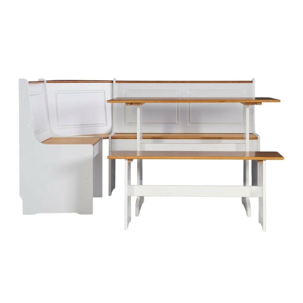 White Dining Furniture Set with Pine Accents and Spacious Surface. Picture 5
