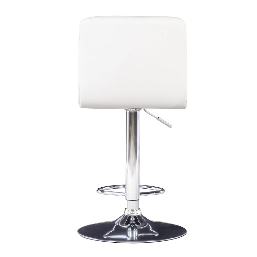White Quilted Faux Leather & Chrome Adjustable Height Bar Stool. Picture 11