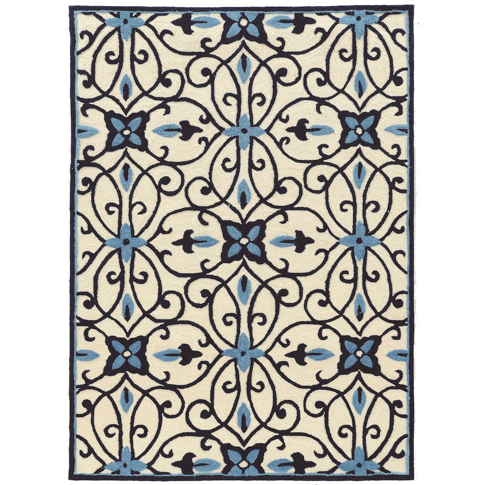 Trio Gardenia Ivory & Blue 5x7, Rug. Picture 1