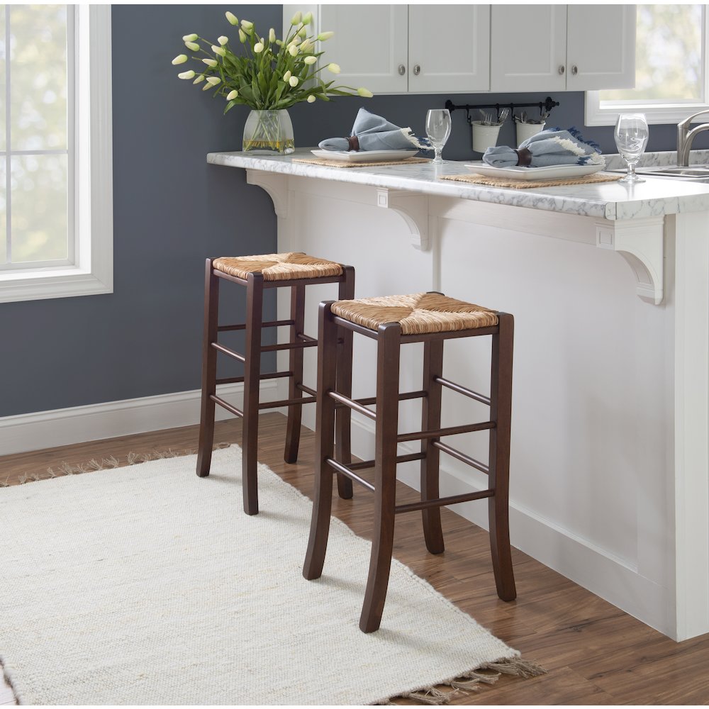 Gianna Backless Barstool Walnut Set Of 2. Picture 3