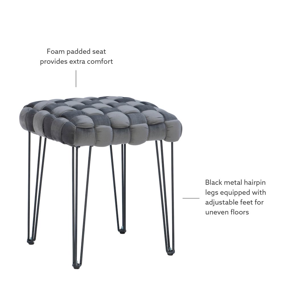 Shadbury Square Stool Grey. Picture 6