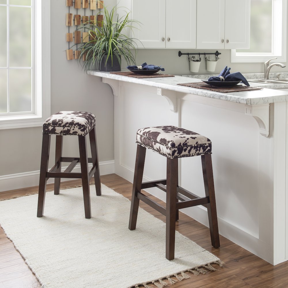 Walt Brown Cow Print Bar Stool. Picture 3