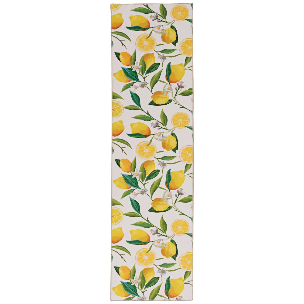 Washable Sumner Ivory/Yellow 2x8, Rug. Picture 1