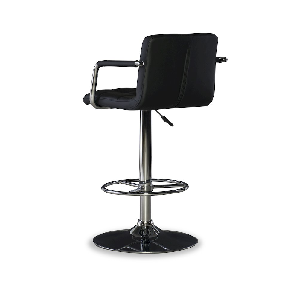 Black and Chrome Quilted Barstool. Picture 11