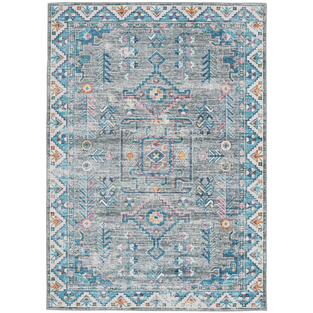 Washable Barron Grey/Green 5x7, Rug. Picture 3