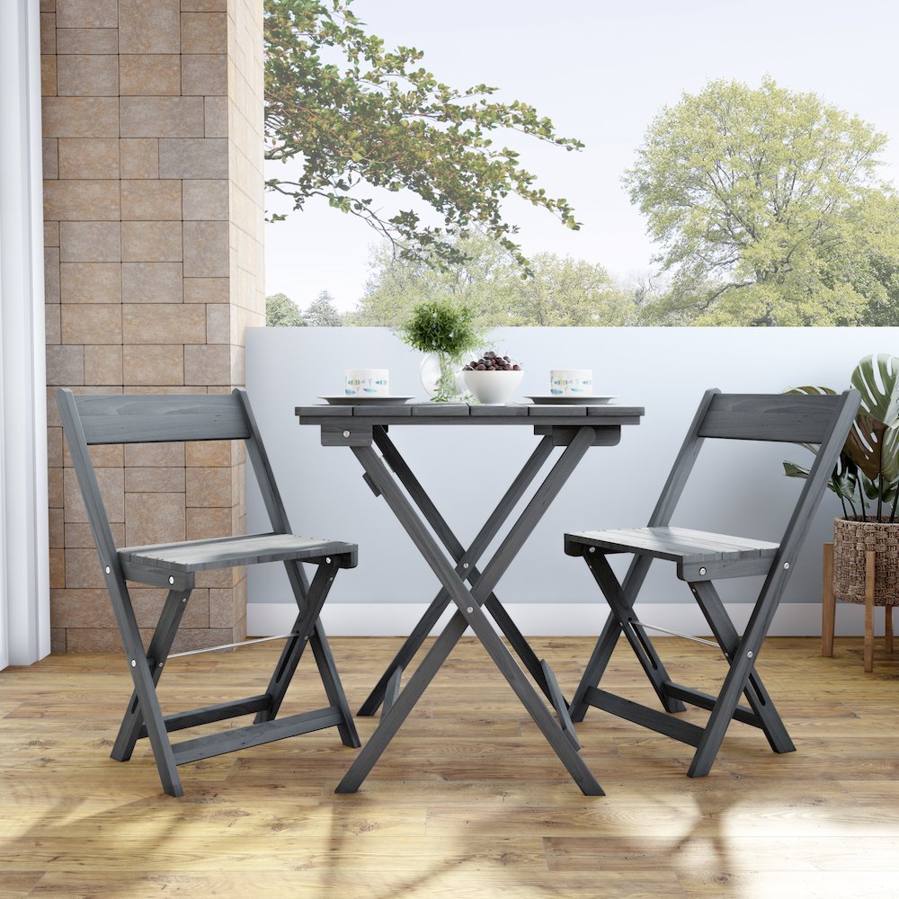 Rockport Gray Three Piece Square Table Set. Picture 5