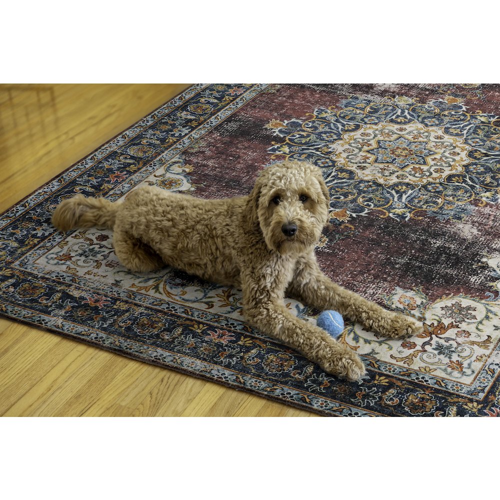 Washable Bryant Ivory/Burgundy 5x7, Rug. Picture 2