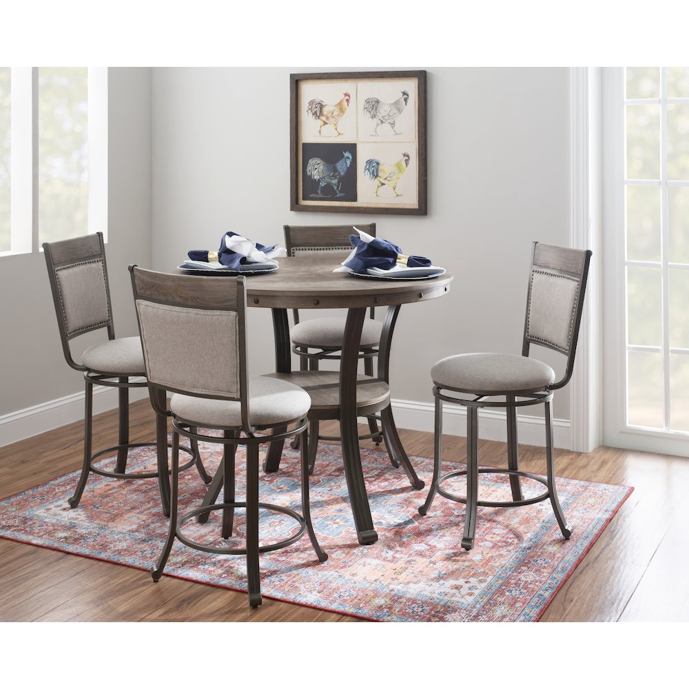 Franklin 5 Piece Gathering Counter Height Group Pewter. Picture 4