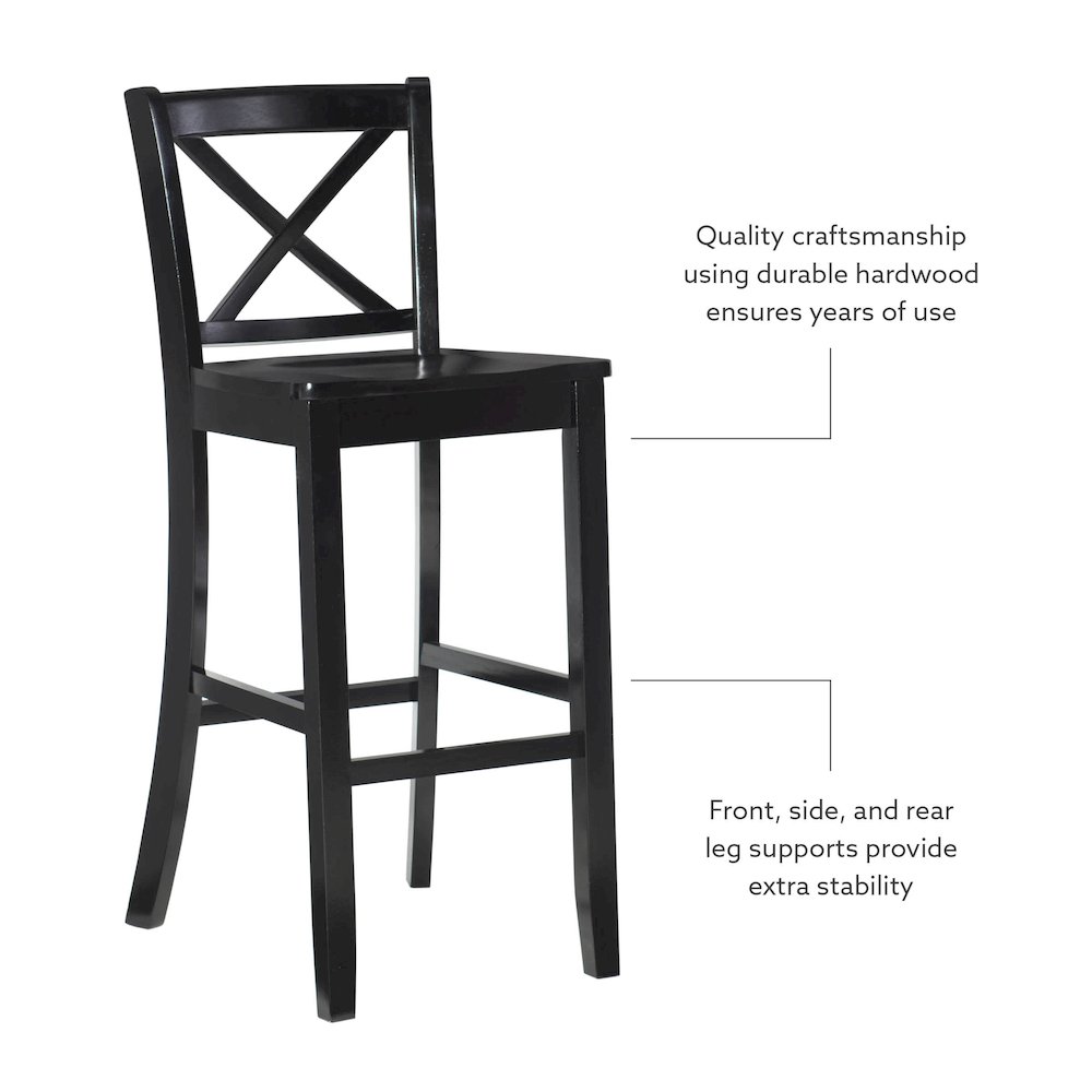 Black 30 In X Back Bar Stool. Picture 7