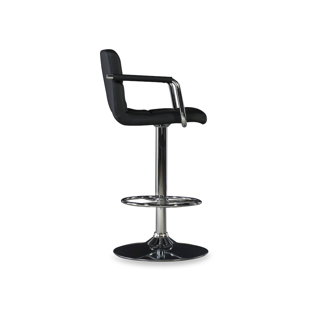Black and Chrome Quilted Barstool. Picture 6