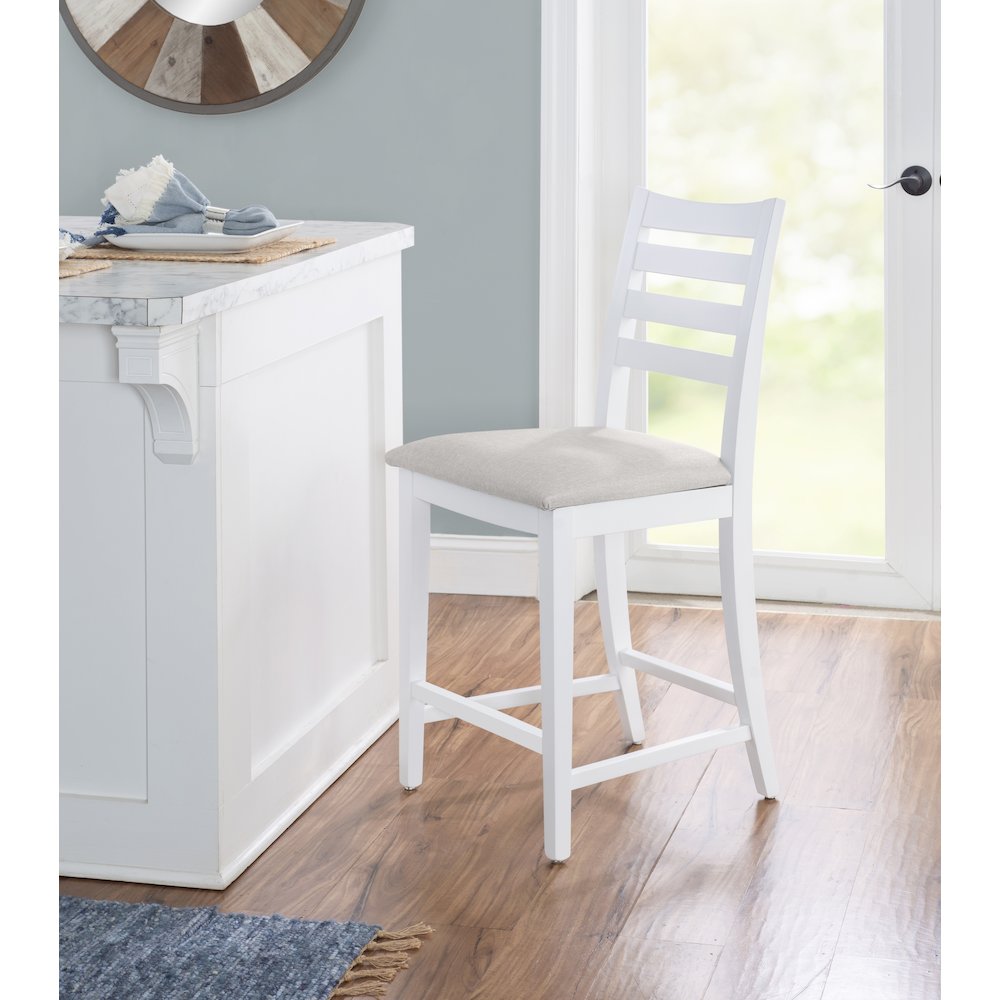 Flynn Counter Stool White Upholstered Set Of 2. Picture 3