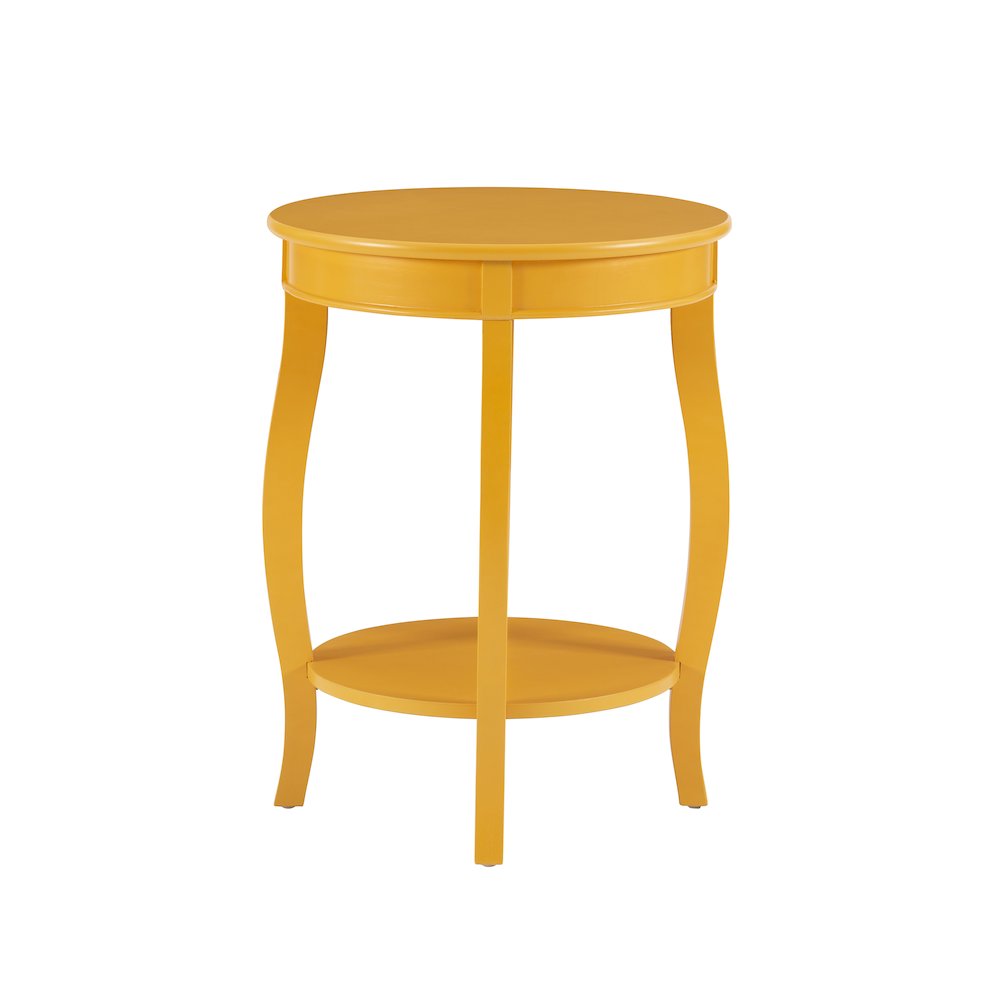 Yellow Round Table with Shelf. Picture 6
