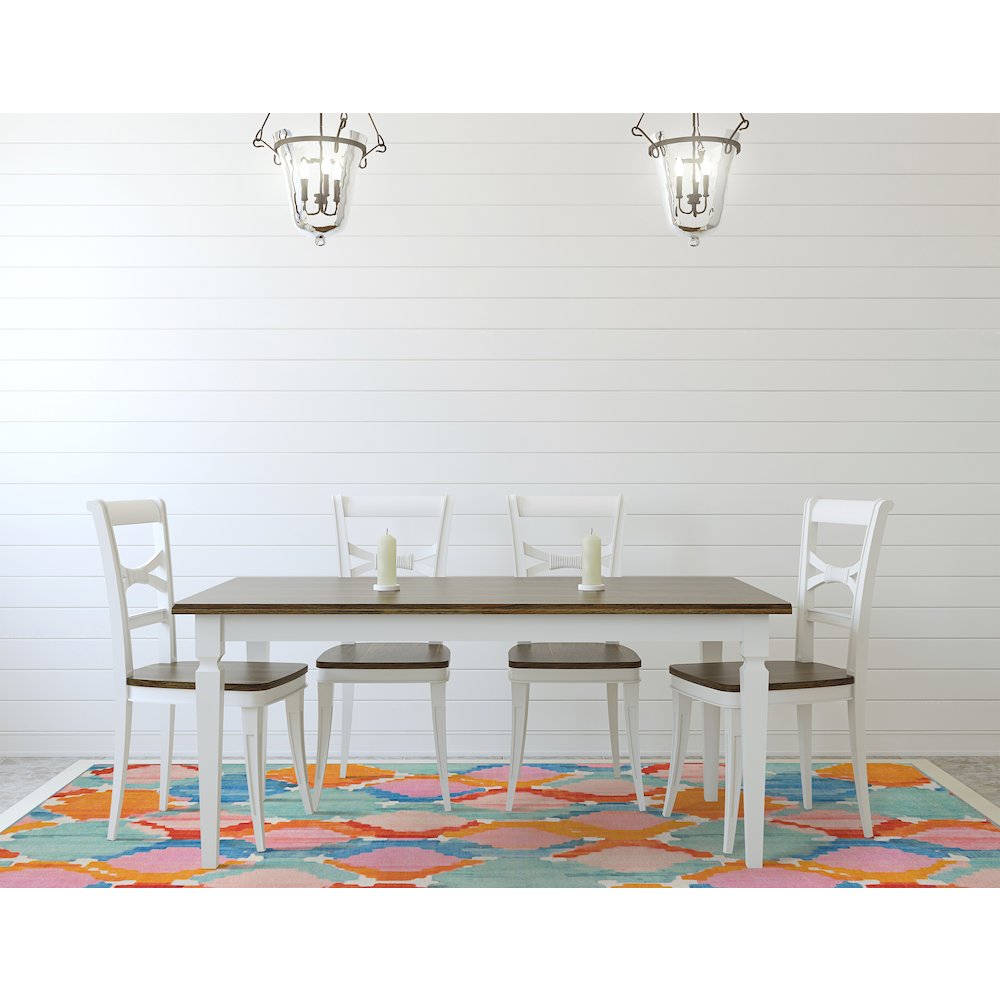 Outdoor Washable Panama Aqua & Orange 7' X 9', Rug. Picture 1
