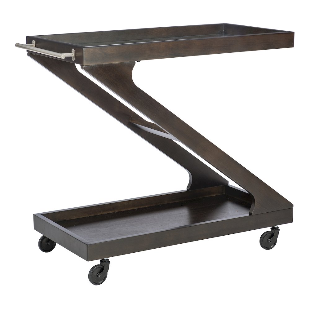 Marlon Wood Rolling Bar Cart Umber. Picture 1