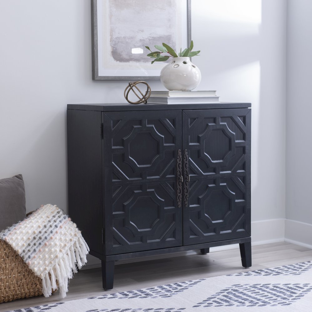 Merrin Wood 2 Door Accent Cabinet Midnight Blue. Picture 2