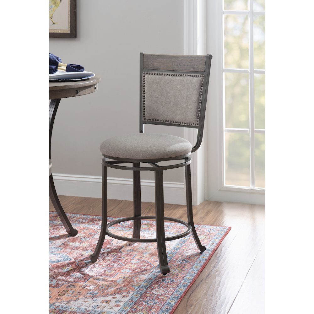 Franklin Swivel Counter Stool, Pewter. Picture 2