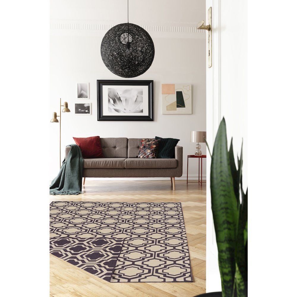 Salonika ReversibleQuatrefoil Purple 5x8, Rug. Picture 2
