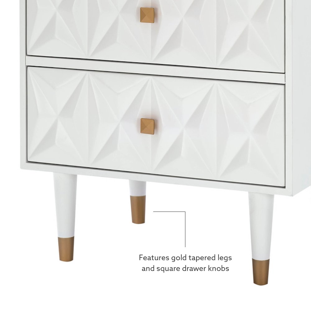 Two Drawer Geo Texture Nightstand White. Picture 14