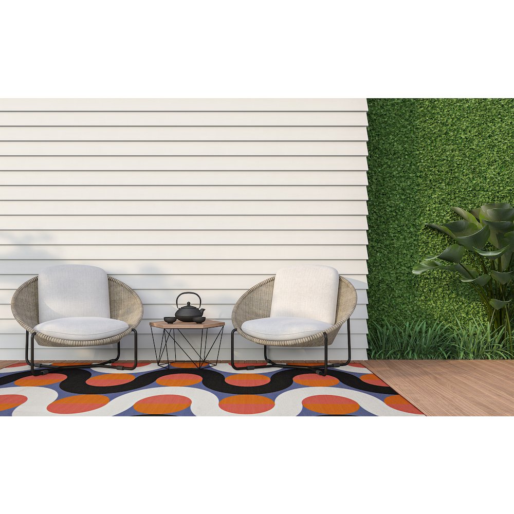 Outdoor Washable Jupiter Orange & Pink 7' X 9', Rug. Picture 3
