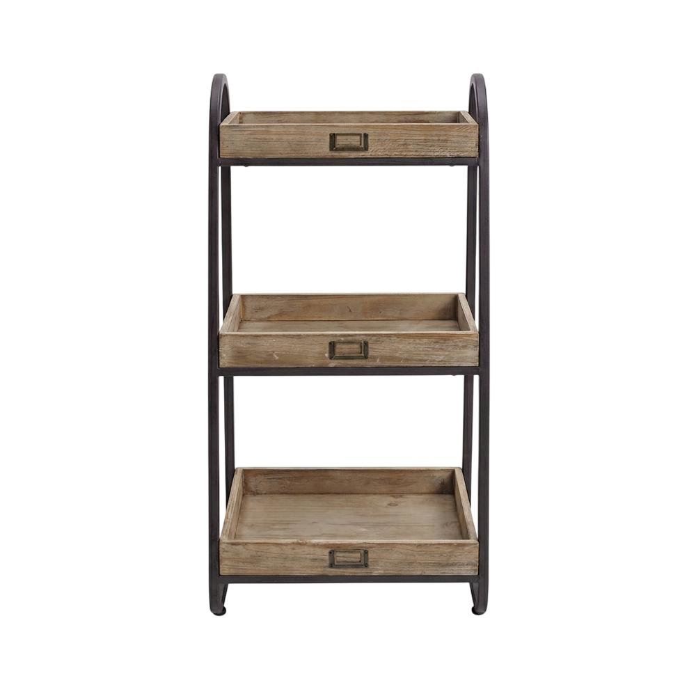 Brown 3-Tier Shoe Storage Stand with Iron Frame and Firm Wood Shelves. Picture 1