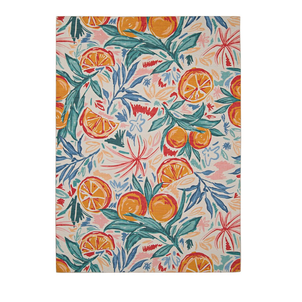Outdoor Washable Pensacola Ivory & Orange 2' X 3', Rug. Picture 3