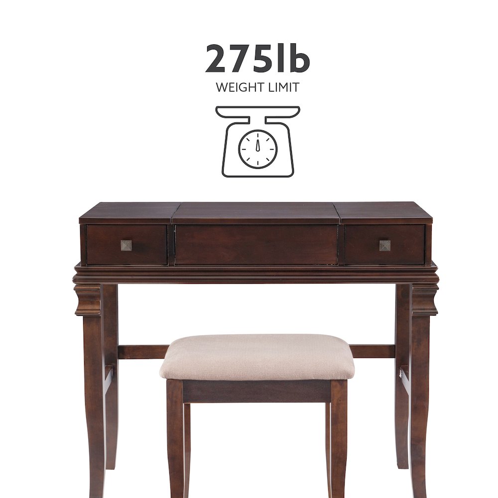 Angela Walnut Vanity Set. Picture 18