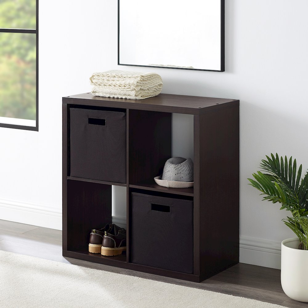 Galli 4 Cubby Storage Cabinet Espresso. Picture 3