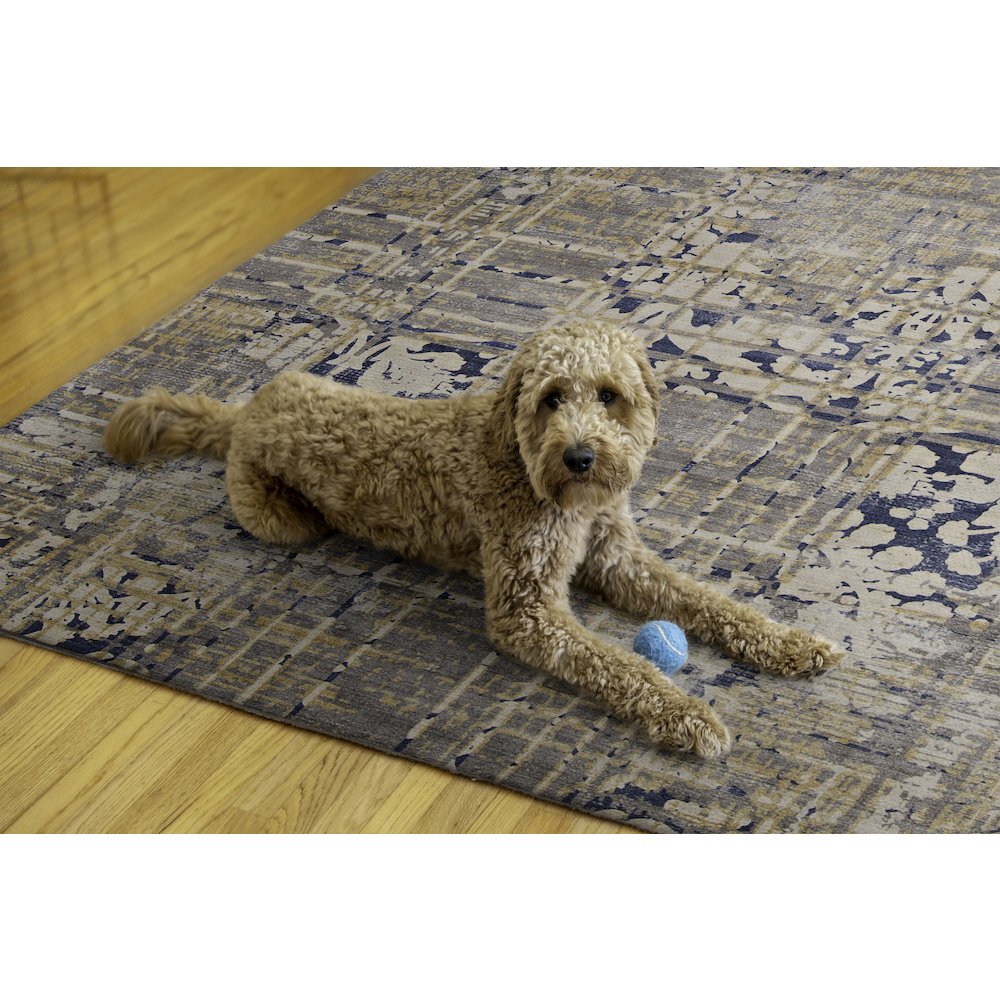 Outdoor Washable Ocala Navy & Sand 7' X 9', Rug. Picture 1