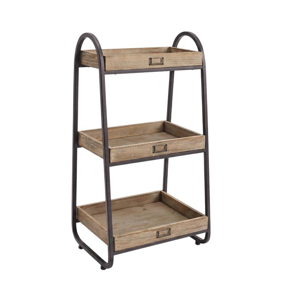 Brown 3-Tier Shoe Storage Stand with Iron Frame and Firm Wood Shelves. Picture 3