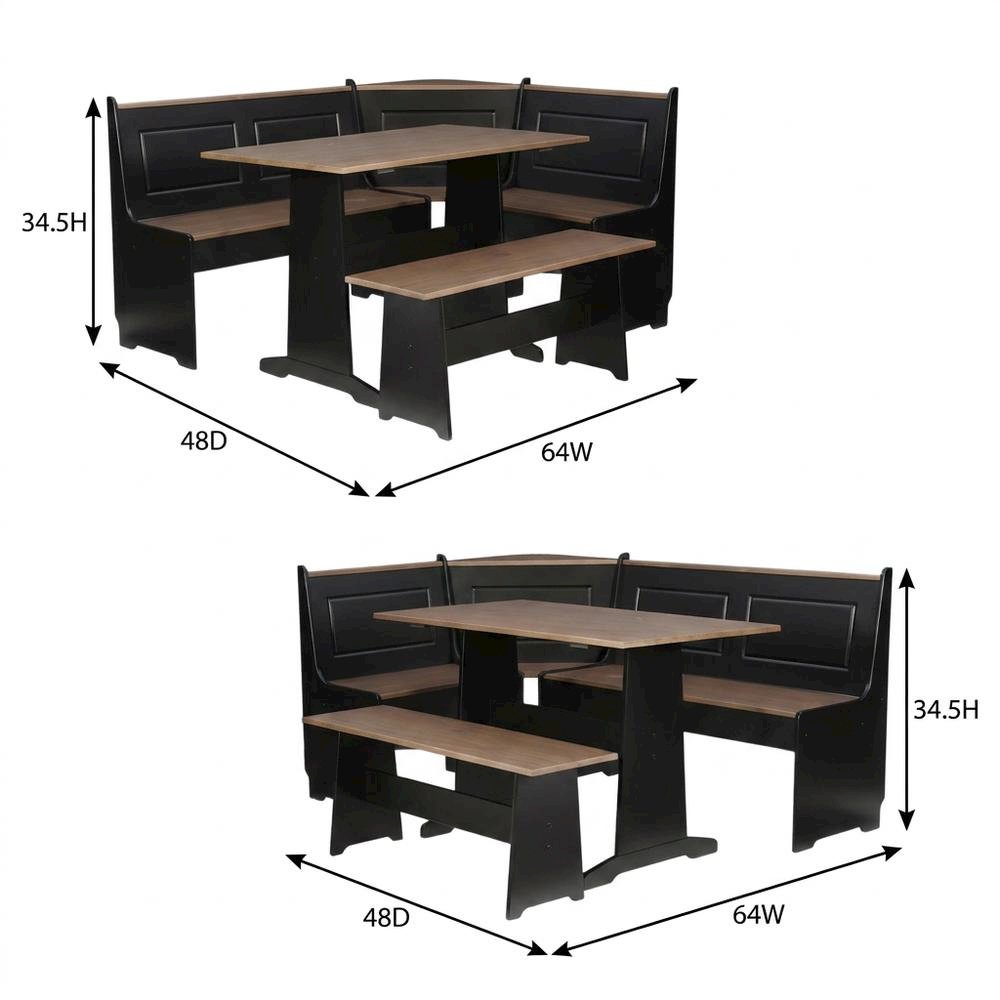 Black and Pecan Dining Furniture Set with Solid Wood Accents and MDF Framework. Picture 8